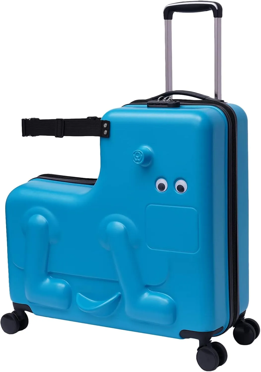 24" Kid's Ride-on Travel Suitcase, Travel Rolling Luggage with Wheels, Travel Luggage for Child with Combination Lock, Safety Belt, Telescoping Handle