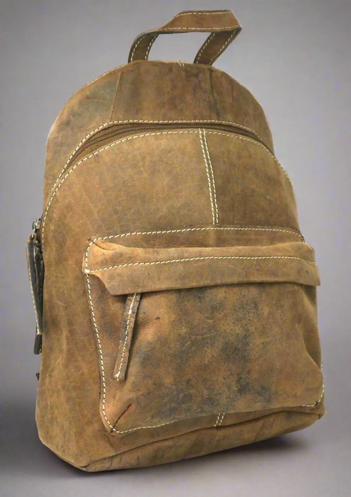 Ariel Brown Leather Backpack Unisex- KALGHI