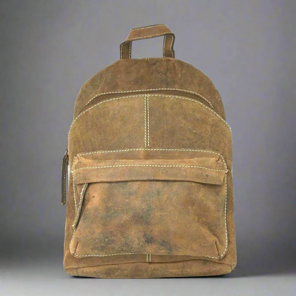 Ariel Brown Leather Backpack Unisex- KALGHI