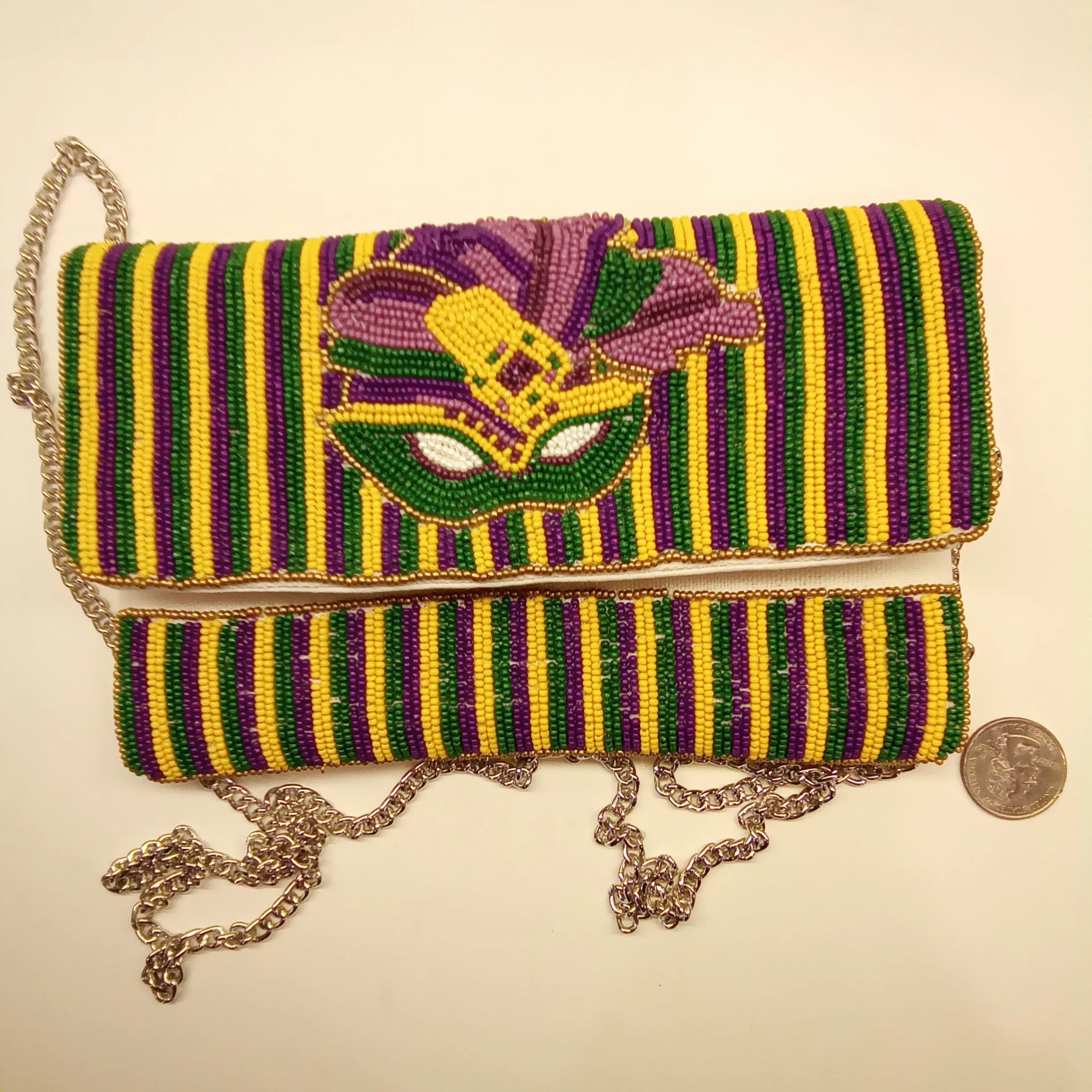 Beaded Mardi Gras Clutch Handbag