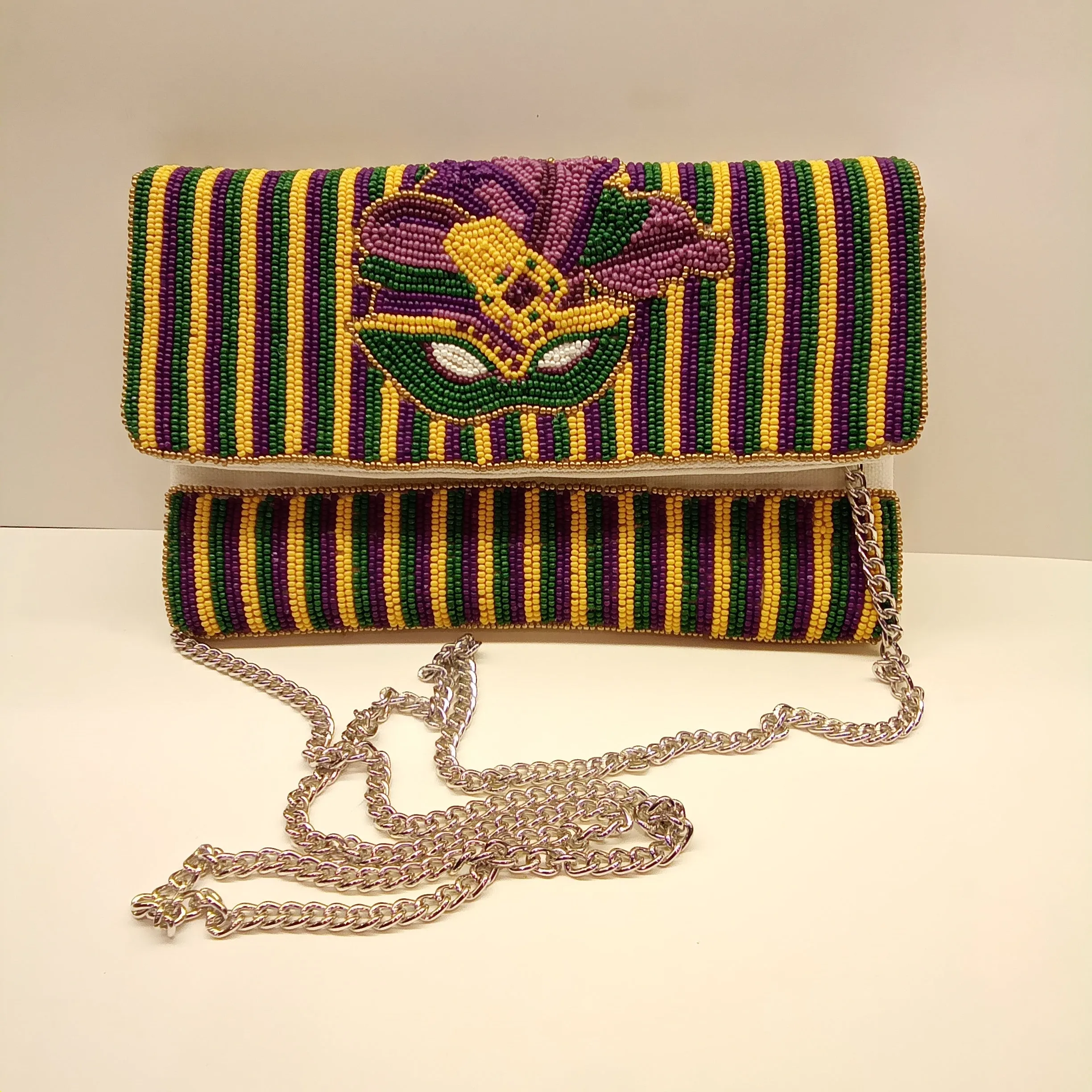 Beaded Mardi Gras Clutch Handbag