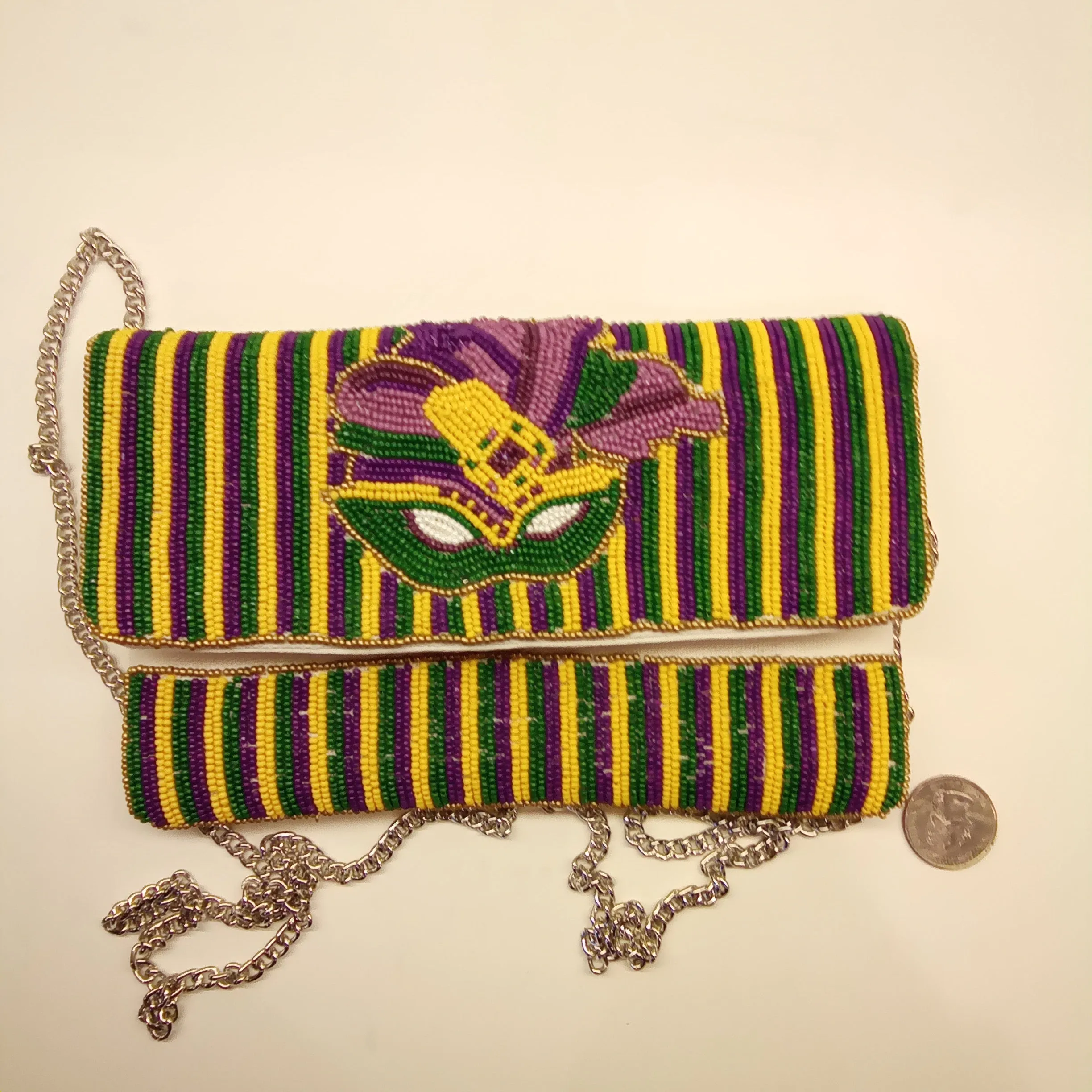 Beaded Mardi Gras Clutch Handbag