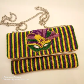 Beaded Mardi Gras Clutch Handbag