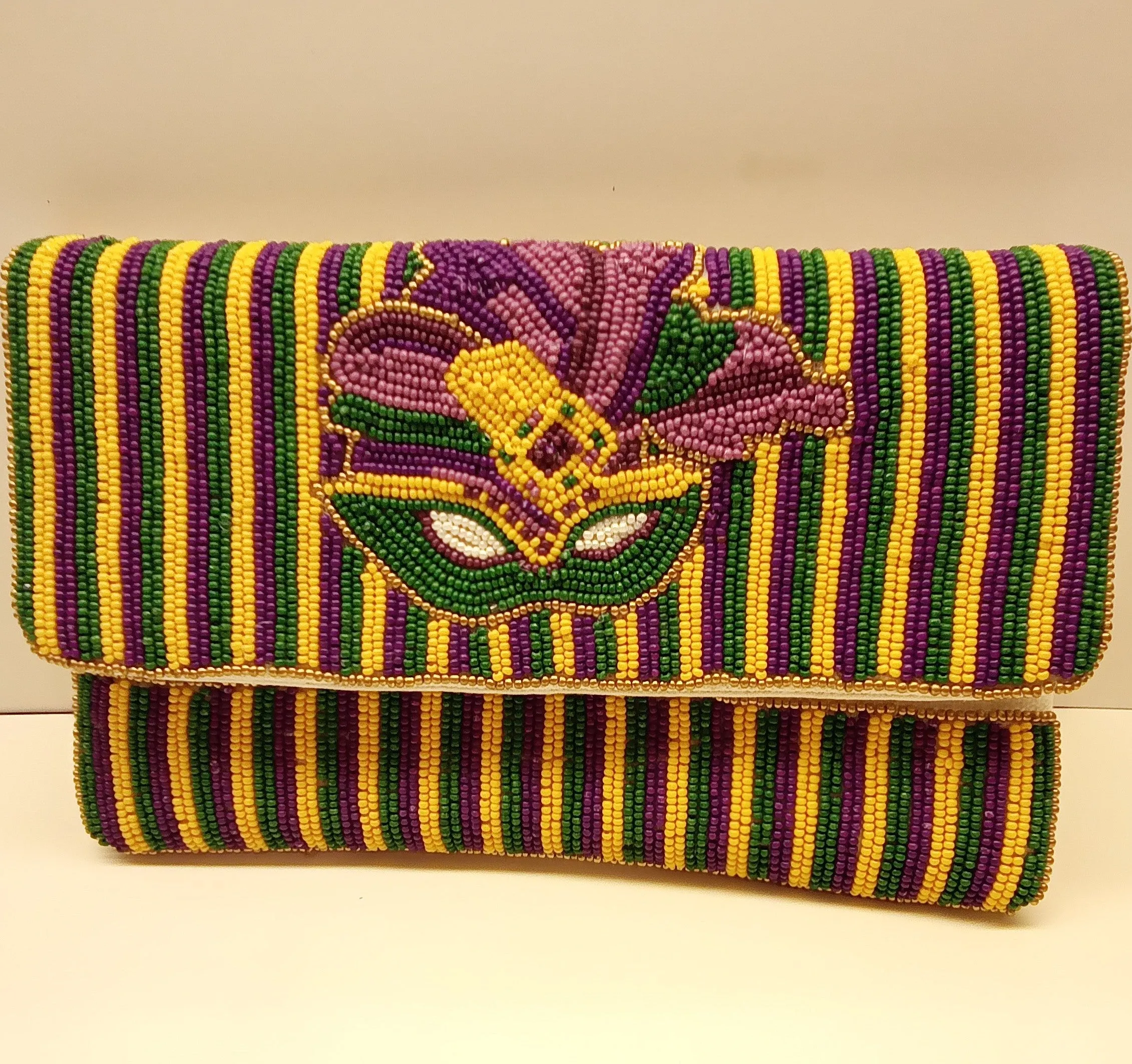 Beaded Mardi Gras Clutch Handbag