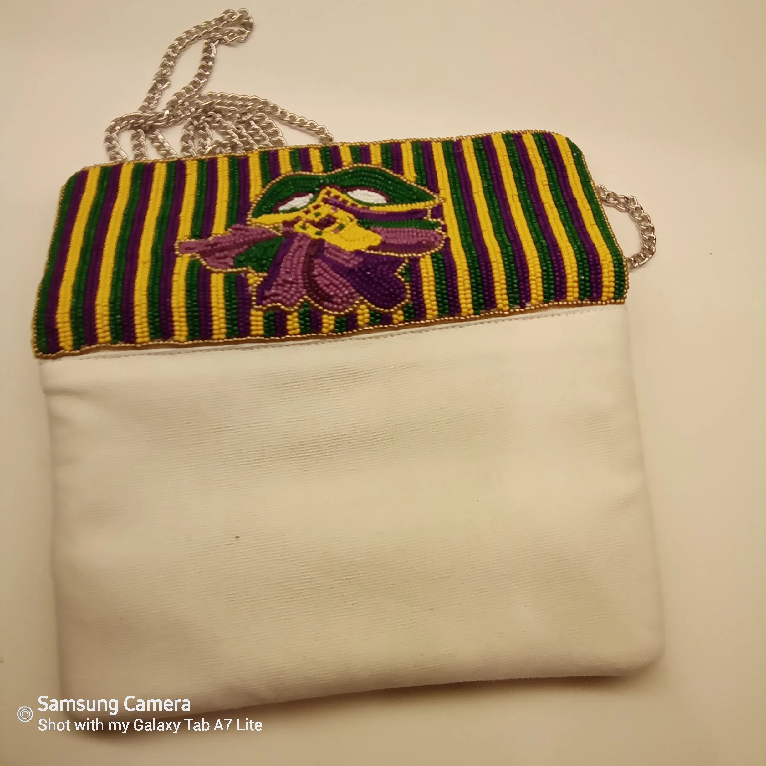 Beaded Mardi Gras Clutch Handbag