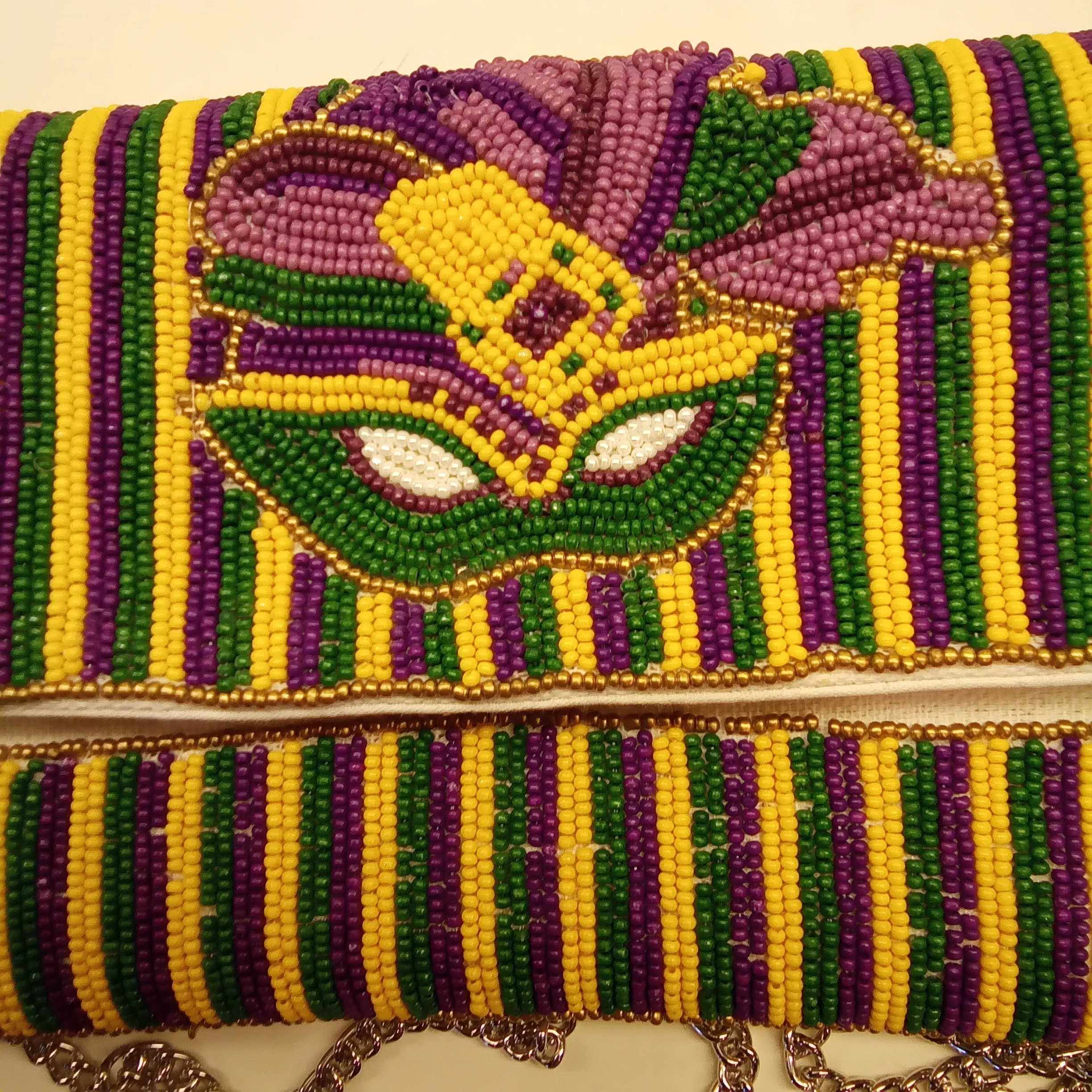 Beaded Mardi Gras Clutch Handbag