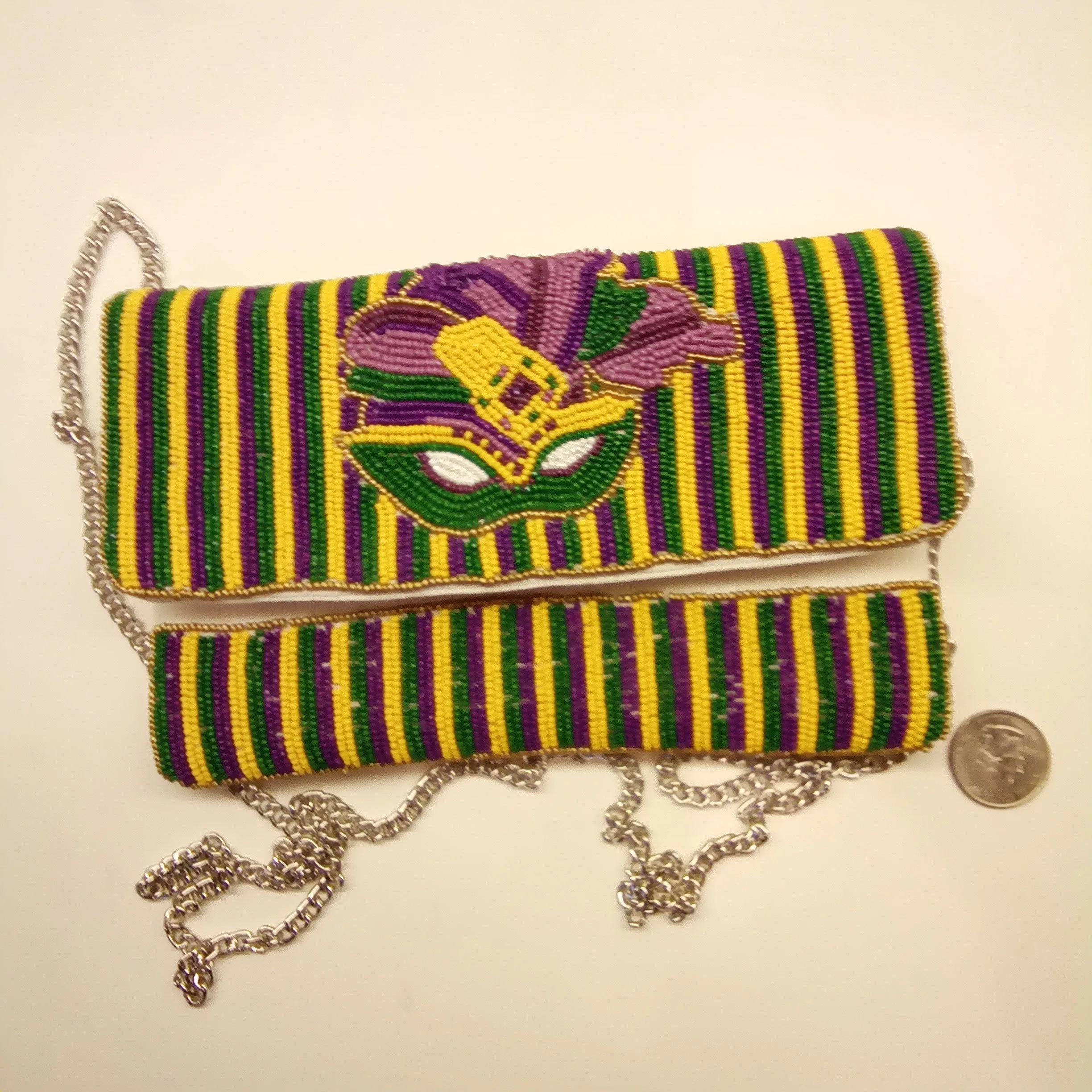 Beaded Mardi Gras Clutch Handbag