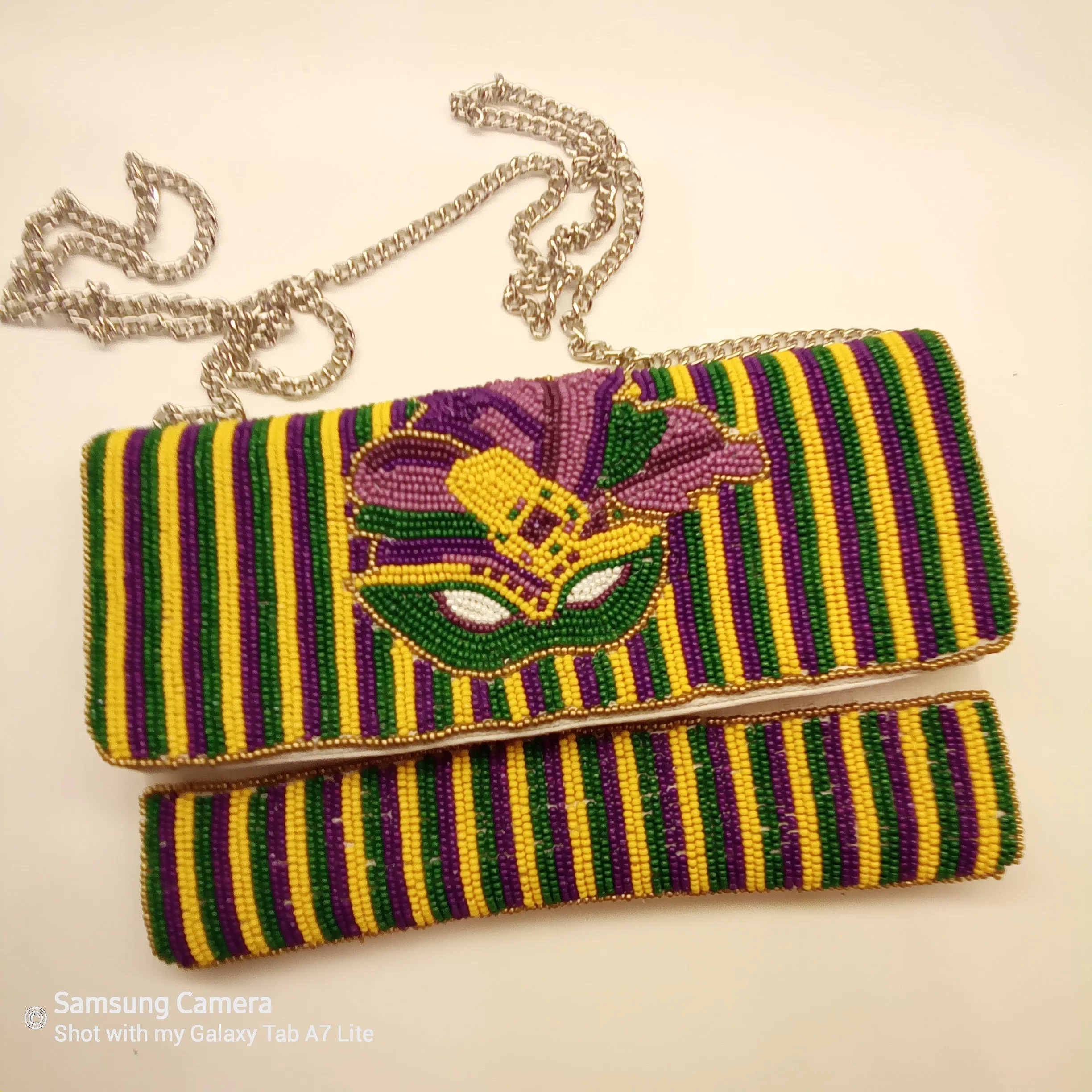 Beaded Mardi Gras Clutch Handbag