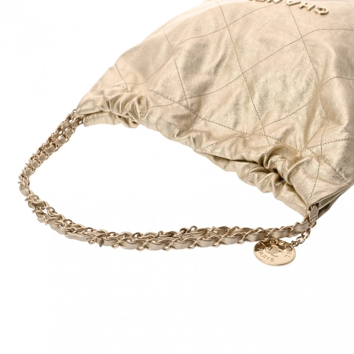 Chanel 22 Small Handbag Metallic Gold