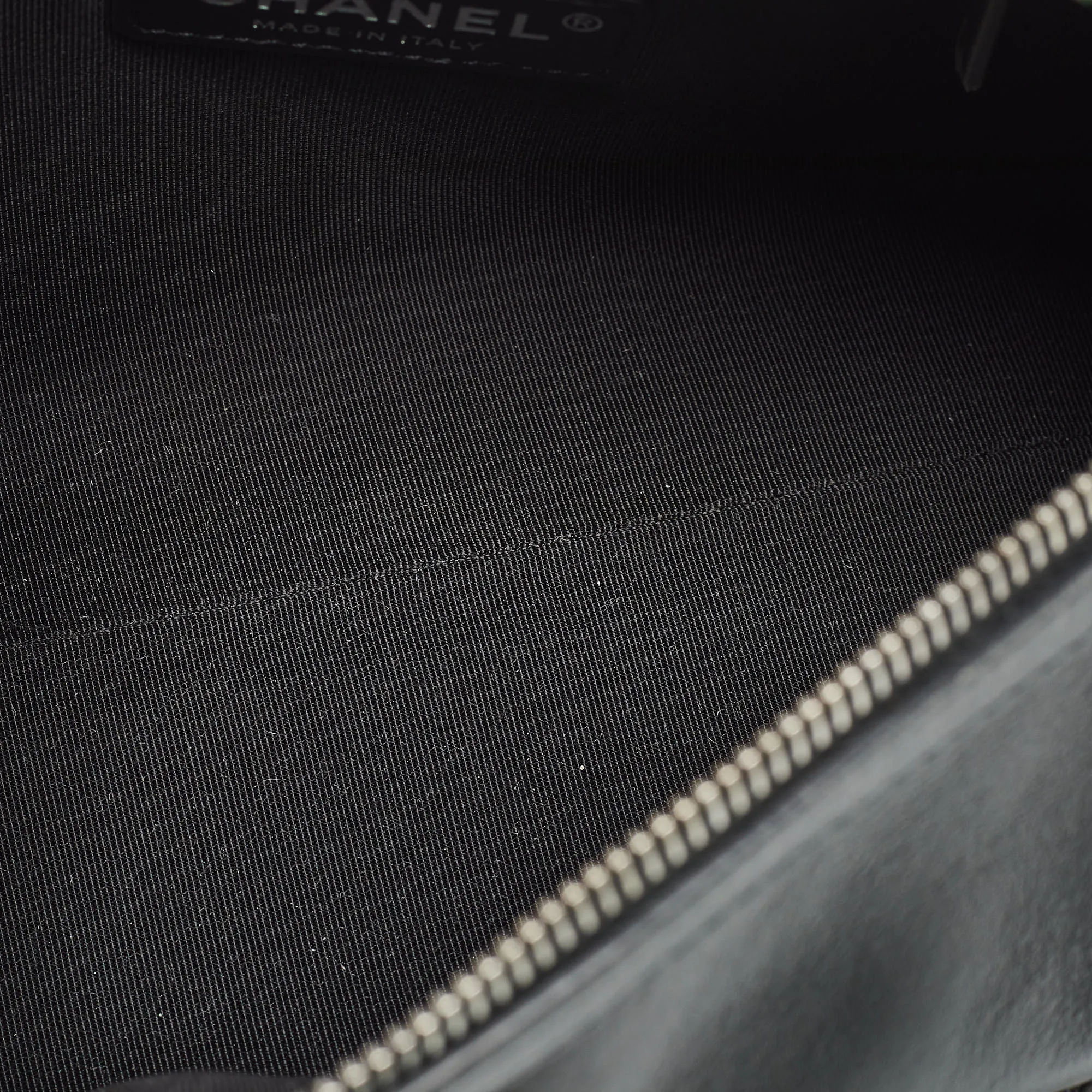 CHANEL  Black Leather Chain Signature Bowler Bag