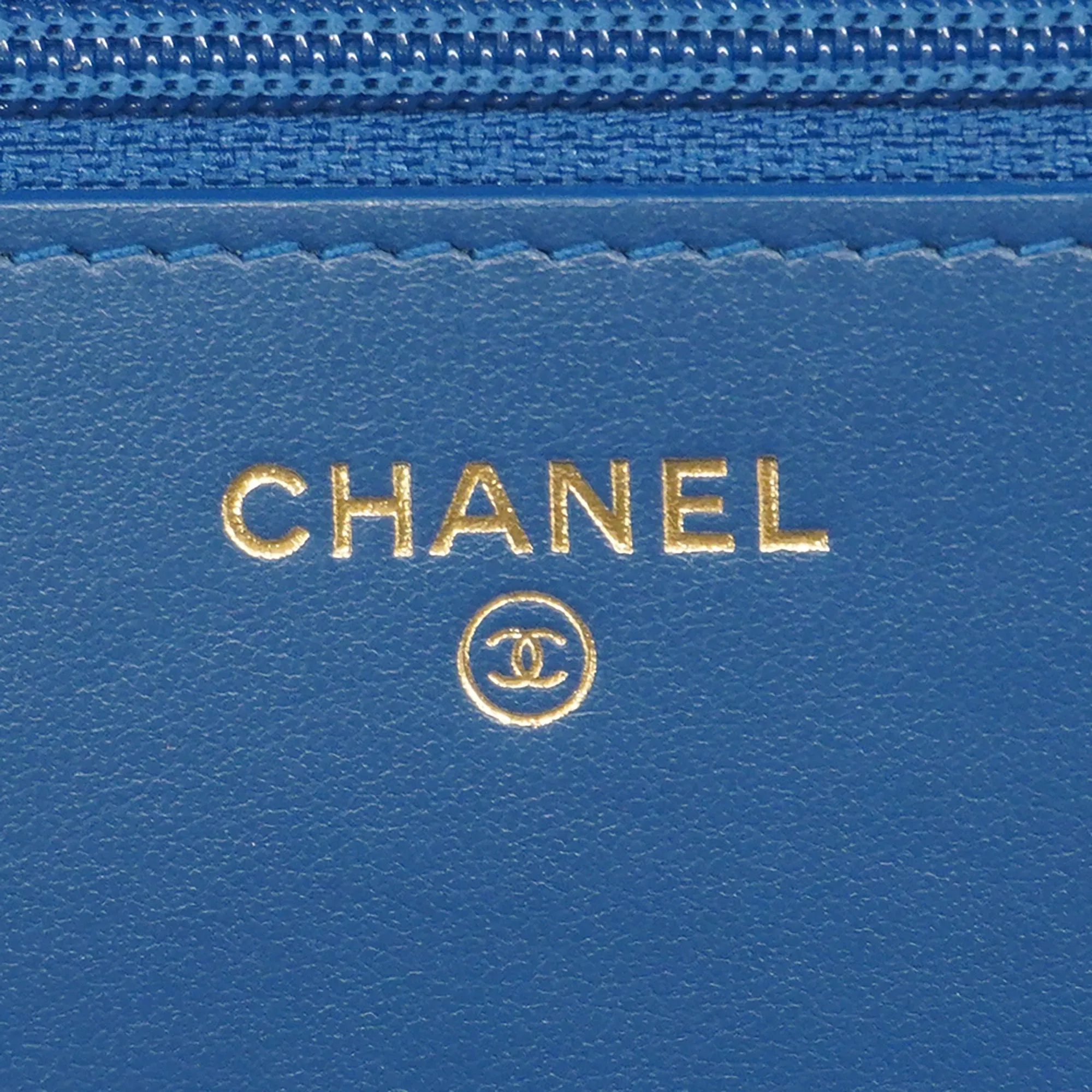 Chanel Boy Chanel Chain Wallet Gold Hardware Women's Caviar Leather Blue