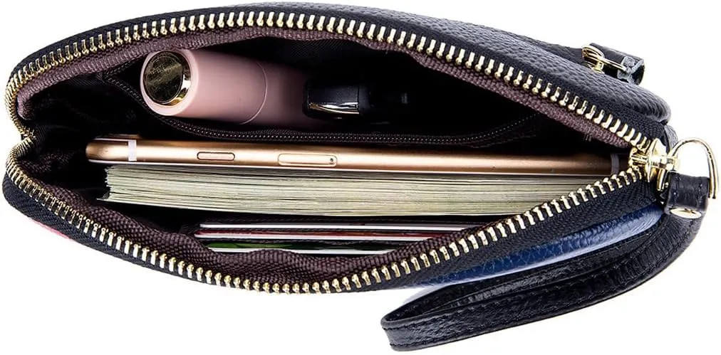 Contrasting Color Small Wallet Clutch Ladies Soft Genuine Leather Handbag Wallet Leather Wallet