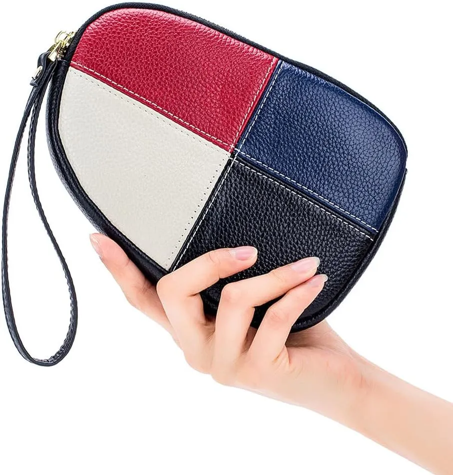 Contrasting Color Small Wallet Clutch Ladies Soft Genuine Leather Handbag Wallet Leather Wallet