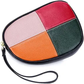 Contrasting Color Small Wallet Clutch Ladies Soft Genuine Leather Handbag Wallet Leather Wallet