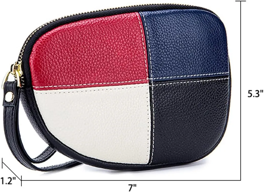 Contrasting Color Small Wallet Clutch Ladies Soft Genuine Leather Handbag Wallet Leather Wallet