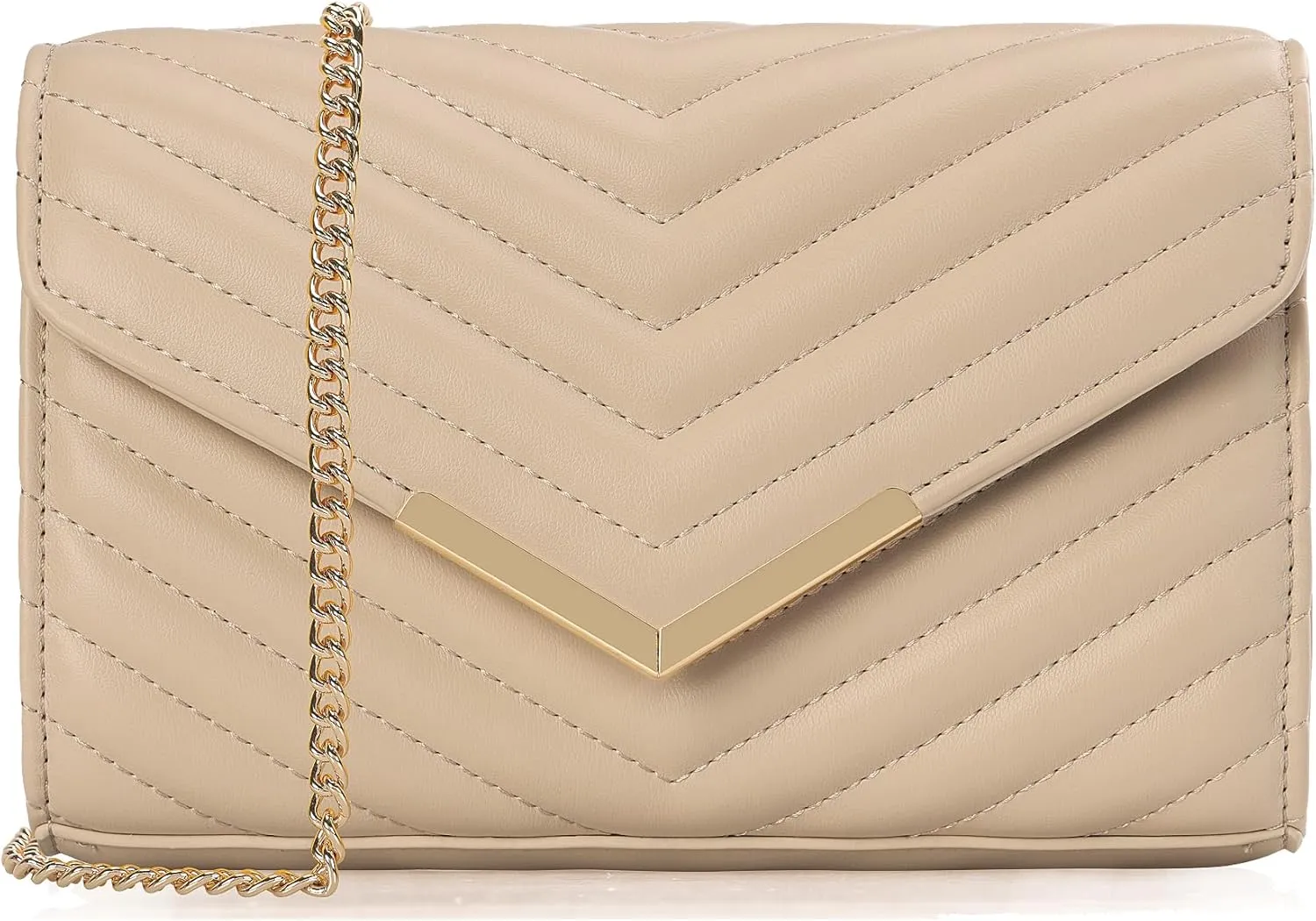 DEXMAY Women Clutch Purses Fashion Quilted Vegan Leather Envelope Evening Handbags Crossbody Bags with Chain Shoulder Strap