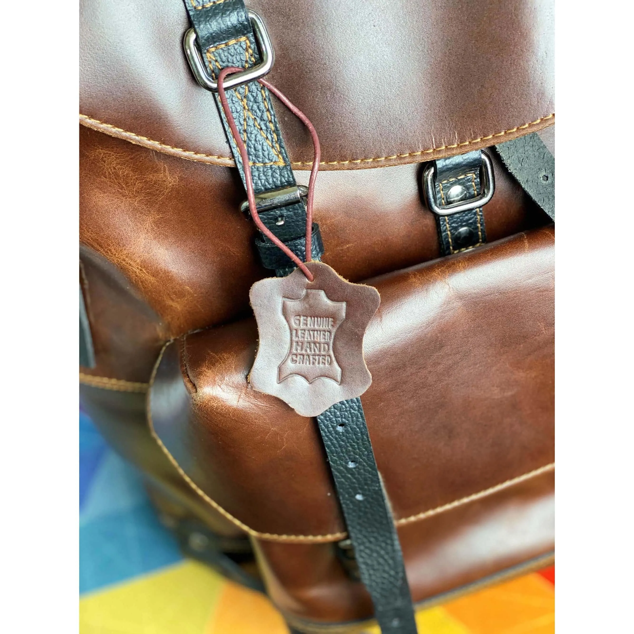 Drawstring Leather Backpack- KALGHI