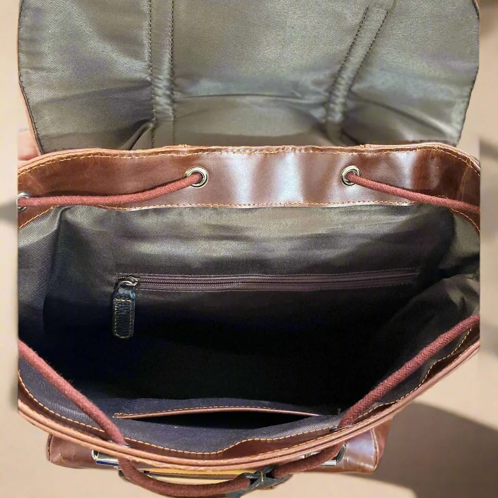 Drawstring Leather Backpack- KALGHI