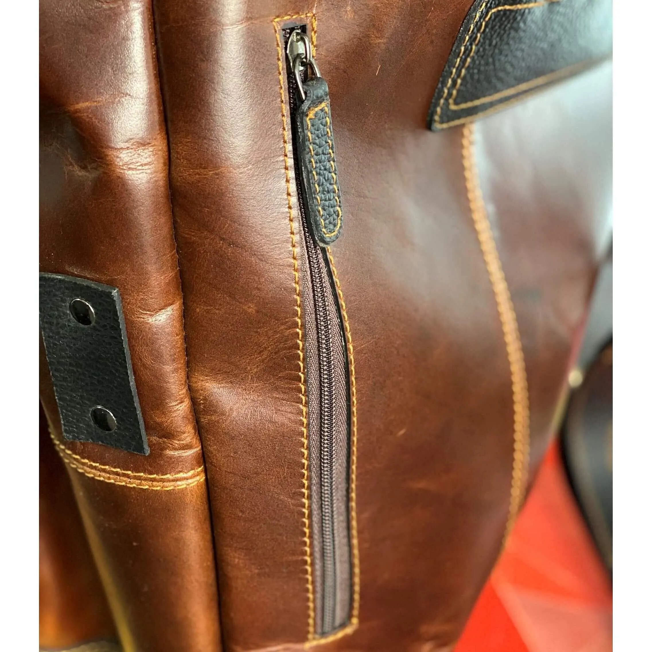 Drawstring Leather Backpack- KALGHI