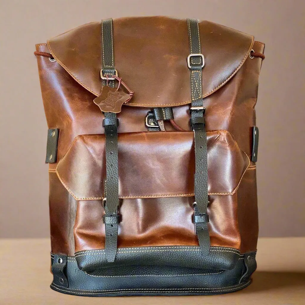 Drawstring Leather Backpack- KALGHI