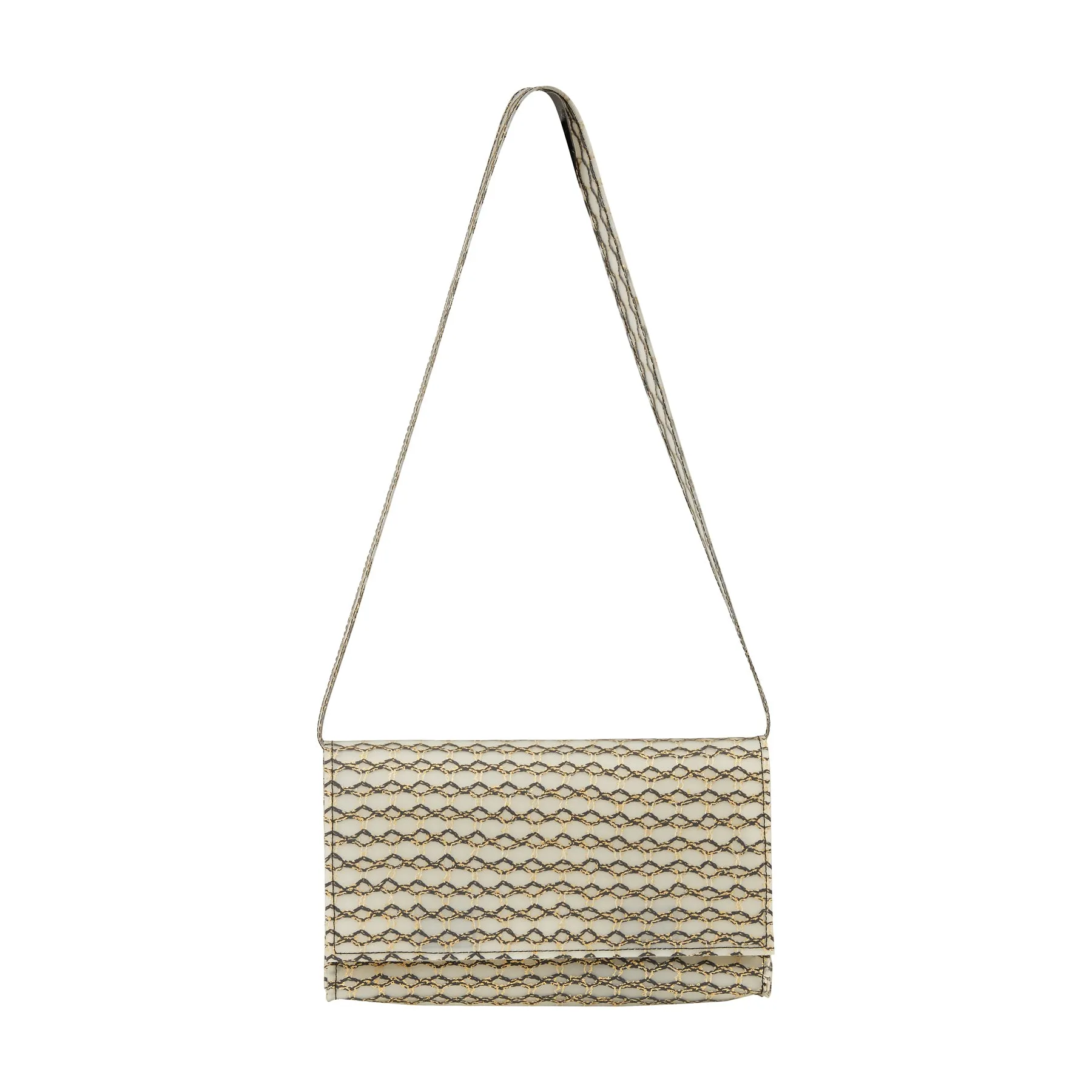 Flap Bag Metallic Knit Black Gold