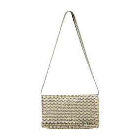 Flap Bag Metallic Knit Black Gold