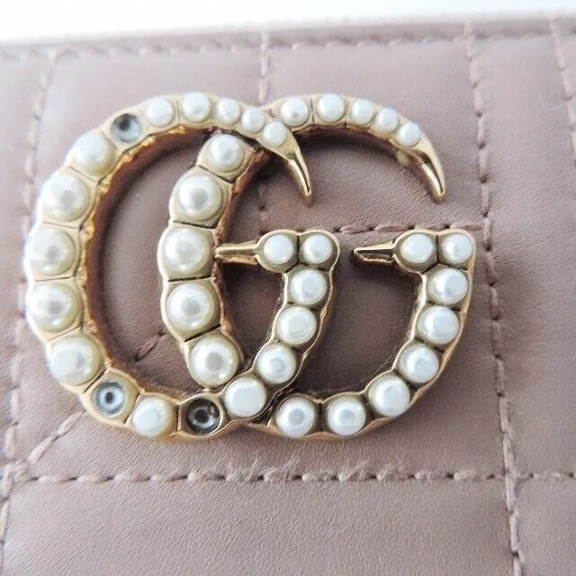 Gucci Gg Marmont Gray Beige Leather