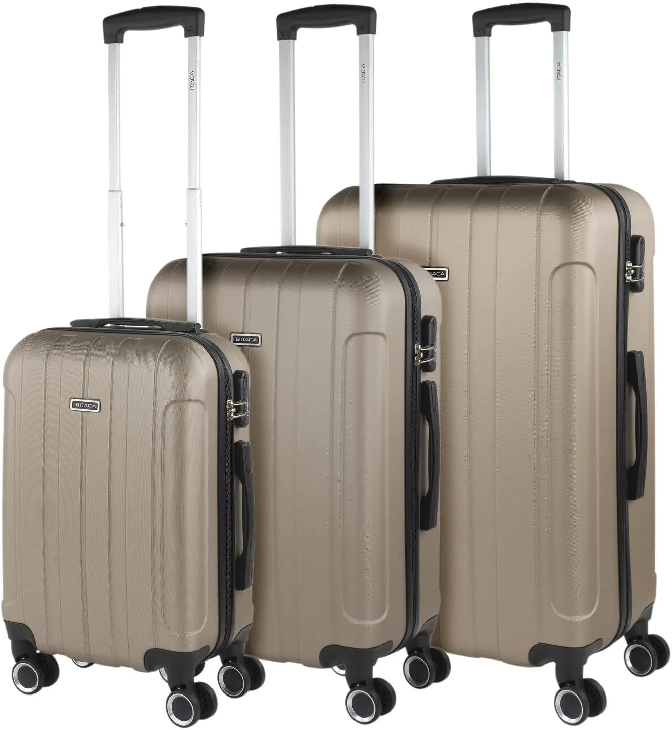 ITACA - Company's Travel Suitcase Set of 4 Wheels - Set Travel Cases ABS - Set Sturdy and Light Travel Cases Combination Lock 771100B, Champagne (55 cm   63 cm   73 cm - 771100), 55 cm   63 cm   73