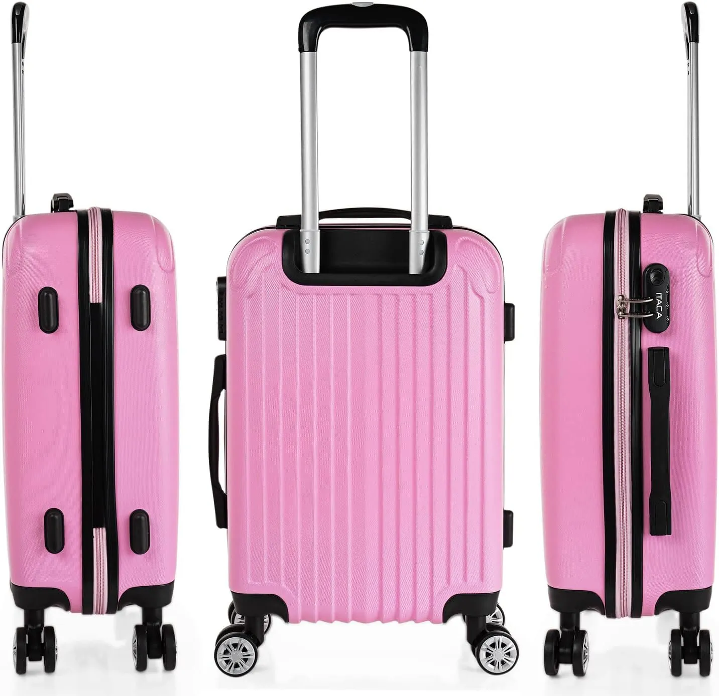 ITACA Juego Maletas de Viaje 4 Ruedas Trolley ABS. Extensibles Rgidas Resistentes y Ligeras. Mango Asas Candado. Pequea Cabina Low Cost, Mediana y Grande y Neceser. T71500
