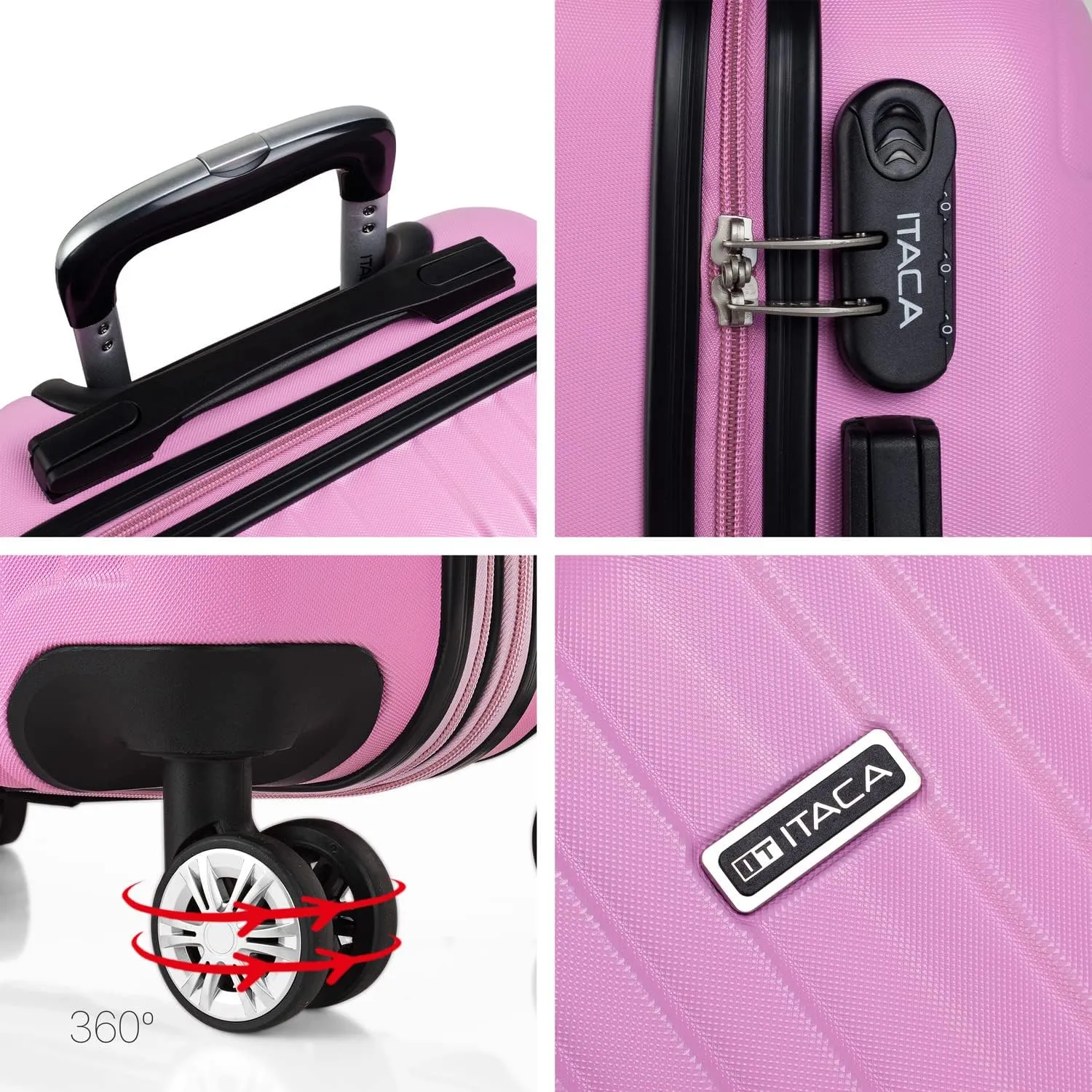 ITACA Juego Maletas de Viaje 4 Ruedas Trolley ABS. Extensibles Rgidas Resistentes y Ligeras. Mango Asas Candado. Pequea Cabina Low Cost, Mediana y Grande y Neceser. T71500