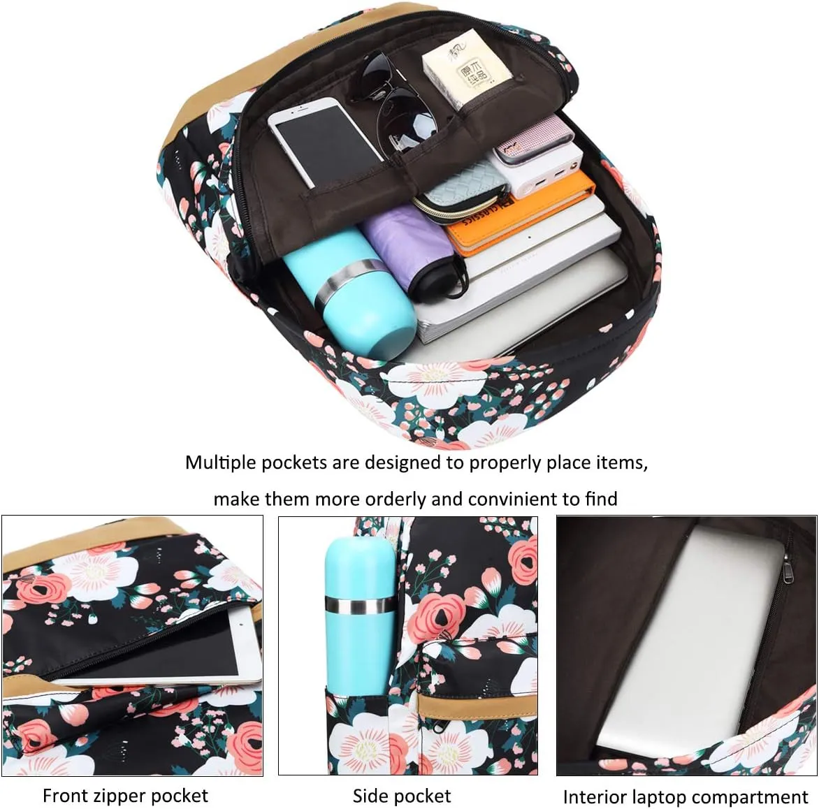 JIANYA School Backpack for Teen Girls - Lightweight Kids Girls School Book Bag Backpack Set