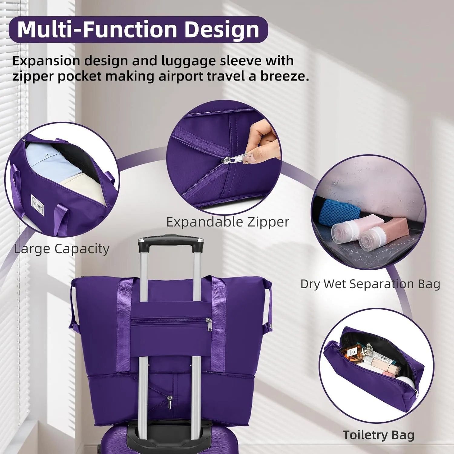 LARVENDER Luggage Sets 6 Piece Hardshell Expandable Suitcases with Spinner Wheels TSA Lock, Lightweight ABS Travel Carry On Suitcase Set for Women, Grape Purple