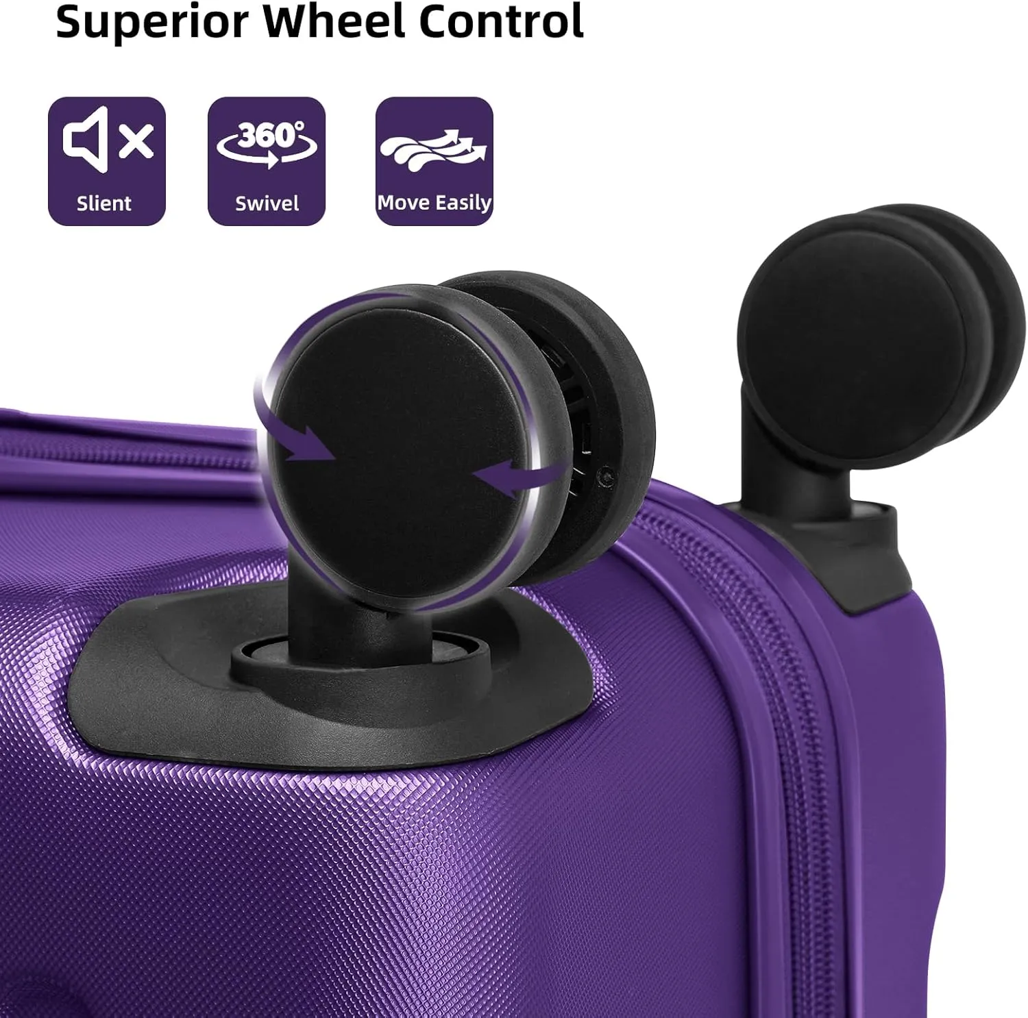 LARVENDER Luggage Sets 6 Piece Hardshell Expandable Suitcases with Spinner Wheels TSA Lock, Lightweight ABS Travel Carry On Suitcase Set for Women, Grape Purple