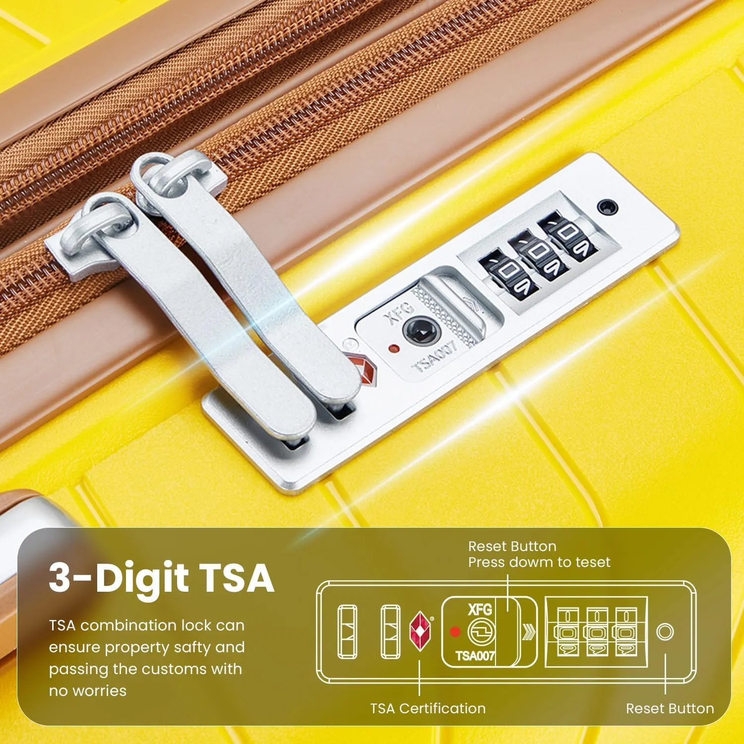 Luggage Sets 4 Piece, Hard Shell Lightweight Carry on Expandable Suitcase with Spinner Wheels Travel Set TSA Lock (#08 Yellow brown)
