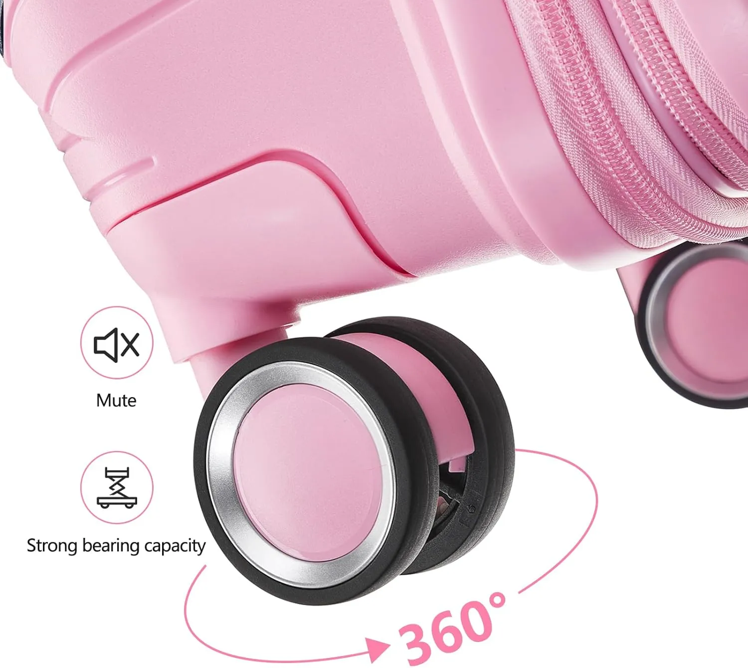 Luggage Sets 4 Piece, Hard Shell Lightweight Carry on Expandable Suitcase with Spinner Wheels Travel Set TSA Lock(#06 Pink)