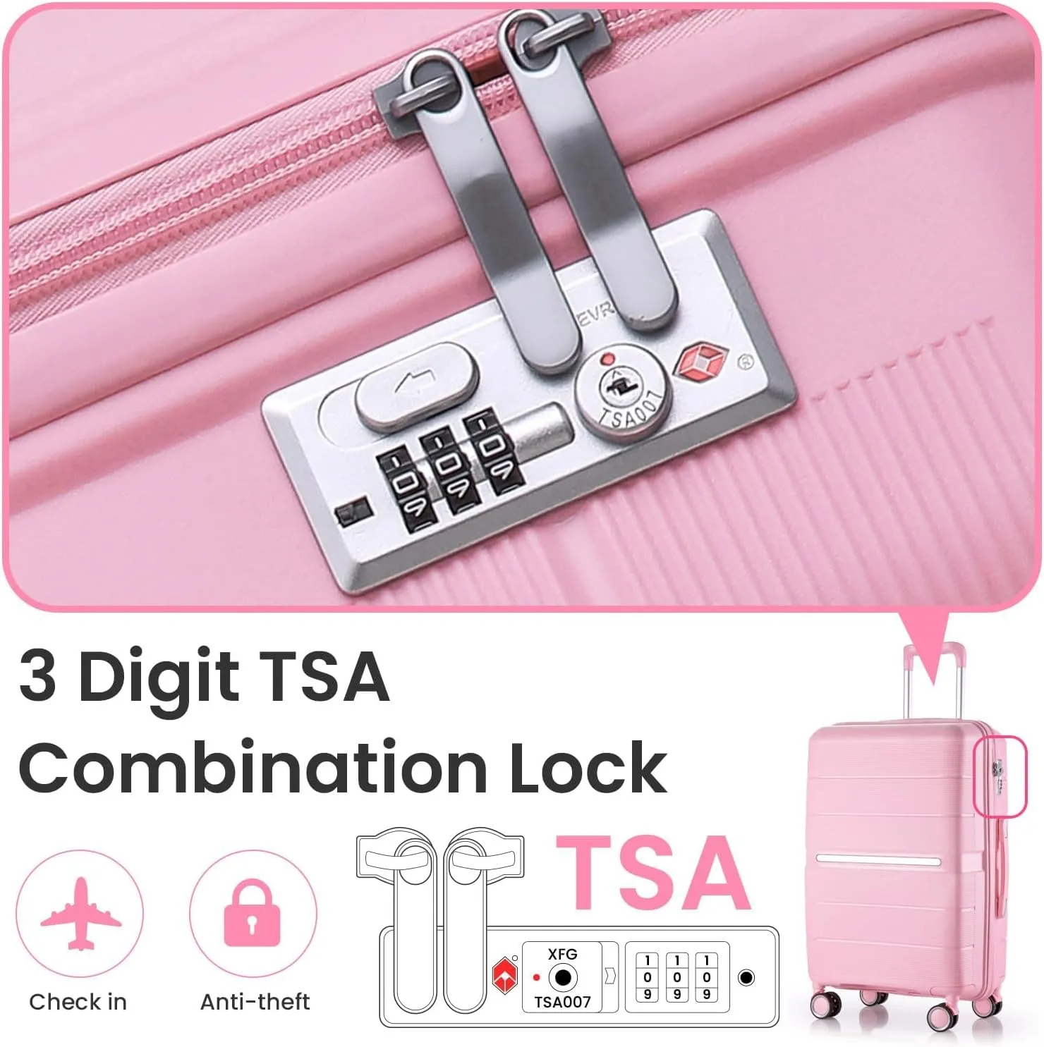 Luggage Sets 4 Piece, Hard Shell Lightweight Carry on Expandable Suitcase with Spinner Wheels Travel Set TSA Lock(#06 Pink)