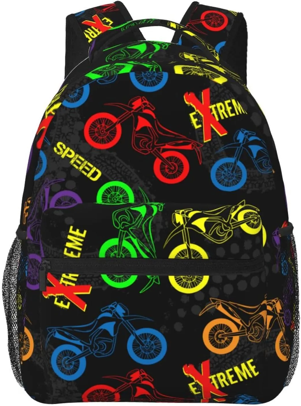 Motorcycles grunge guys modern urban extreme race Backpack Large Capacity Handiness Casual Travel Backpack 11.4X7.8X15.7 inch