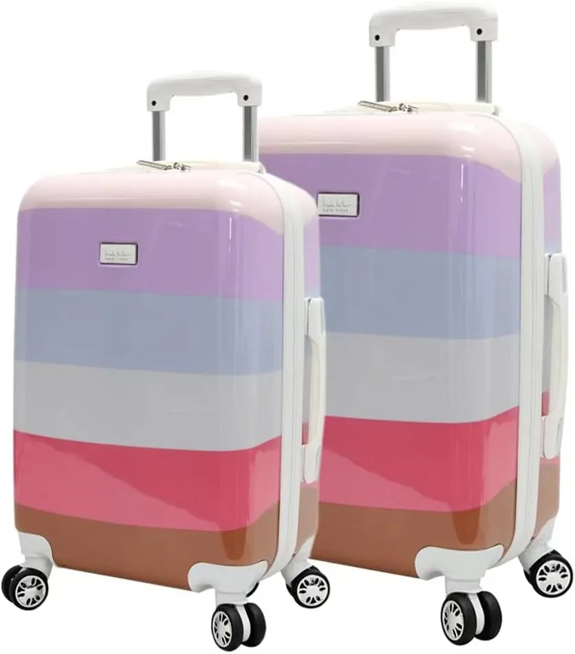 Nicole Miller Luggage Rainbow Collection - 2 Piece Hardside Lightweight Spinner Suitcase Set - Travel Set includes 20-Inch Carry On and 24 inch Checked suitcases (Lavender)