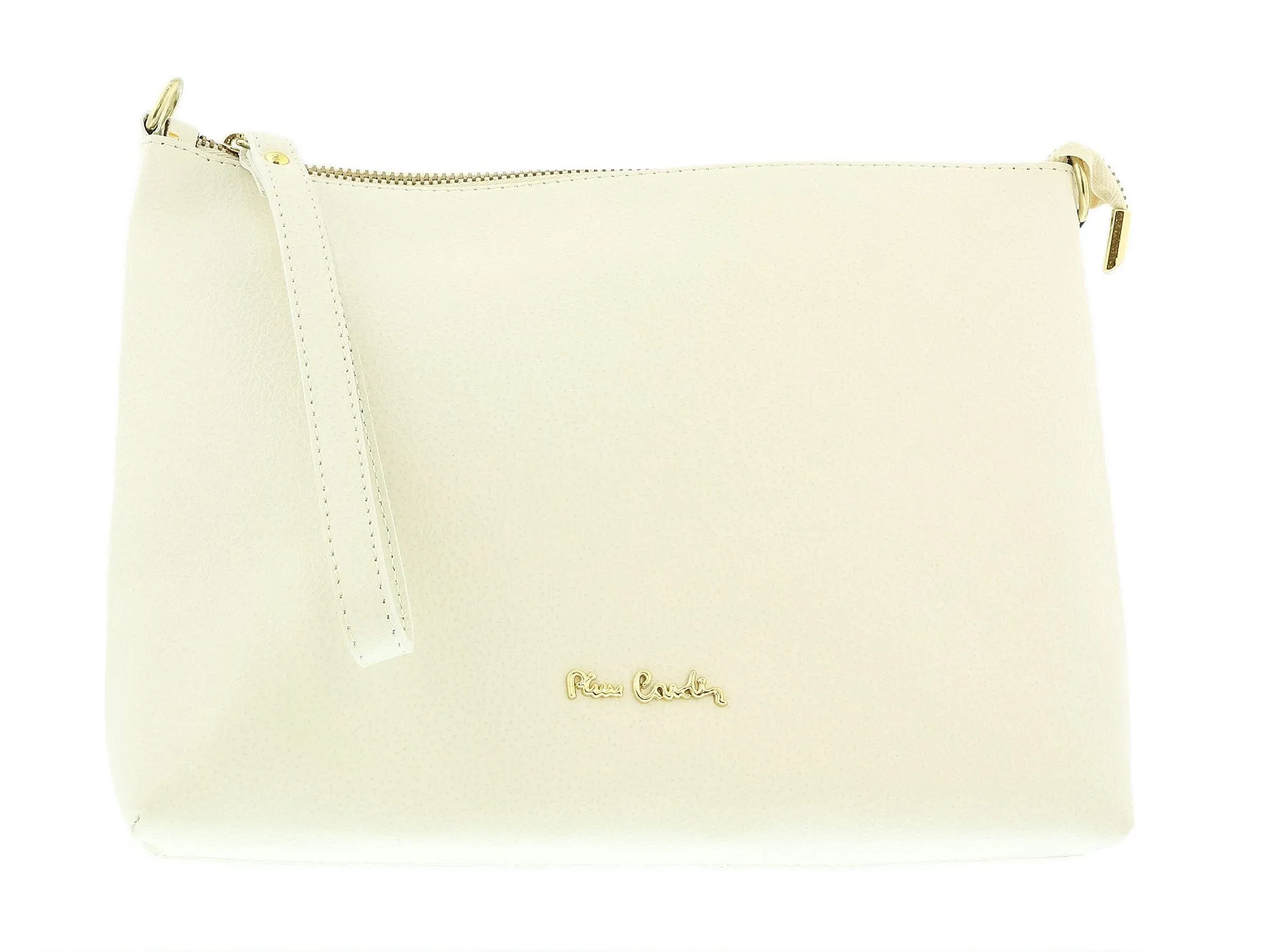 Pierre Cardin Cream Leather Simple Everyday Small Clutch Crossbody Pouch