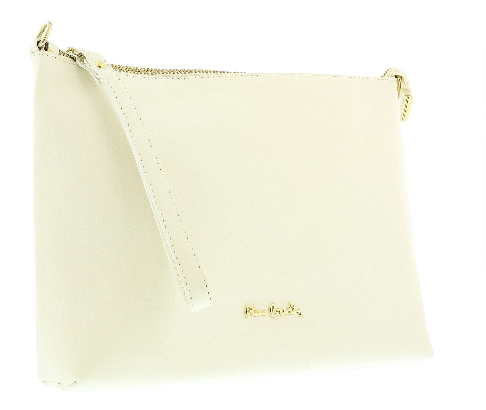Pierre Cardin Cream Leather Simple Everyday Small Clutch Crossbody Pouch