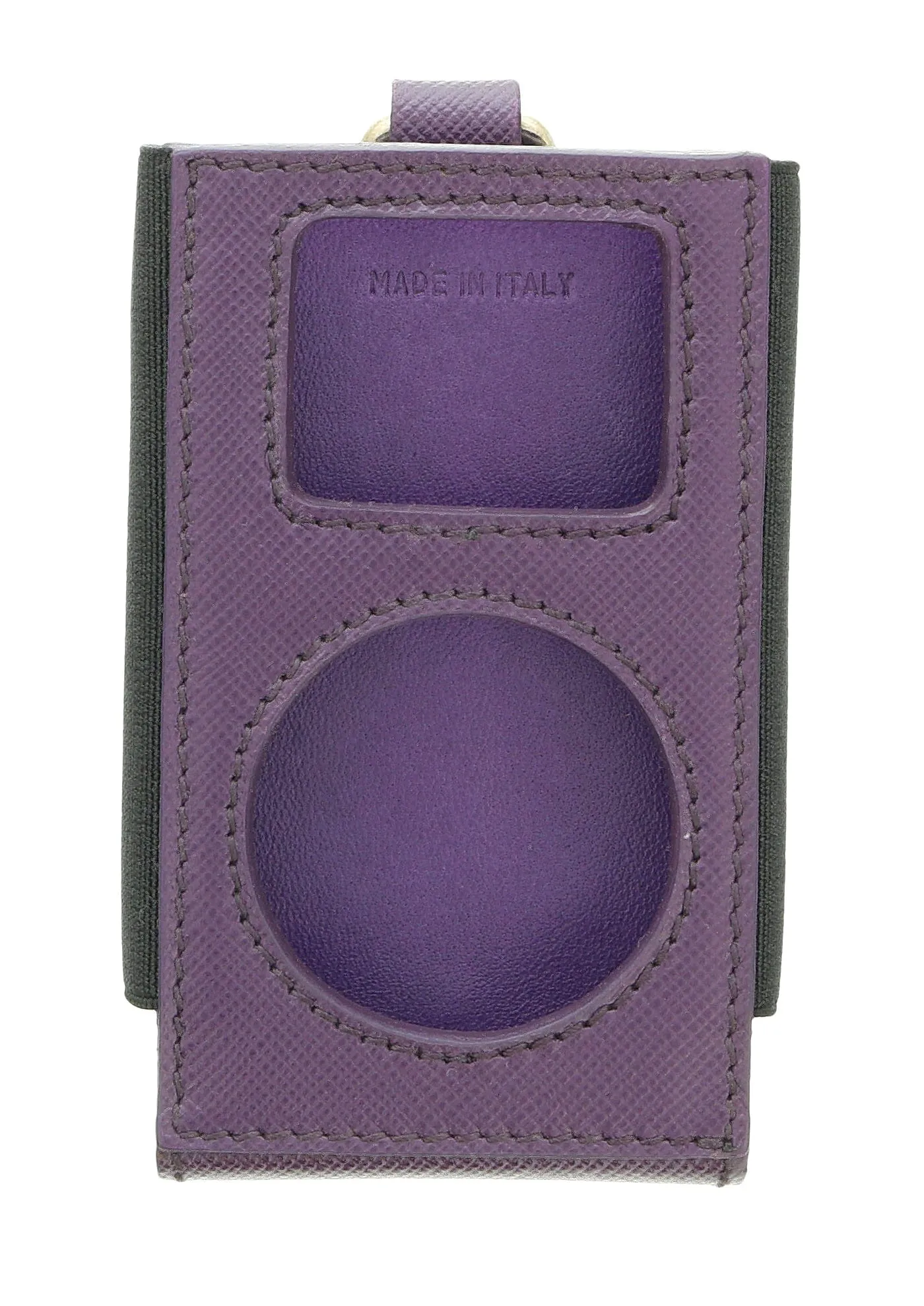 Prada Purple Leather Signature Ipod Case Accessory Bag Charm