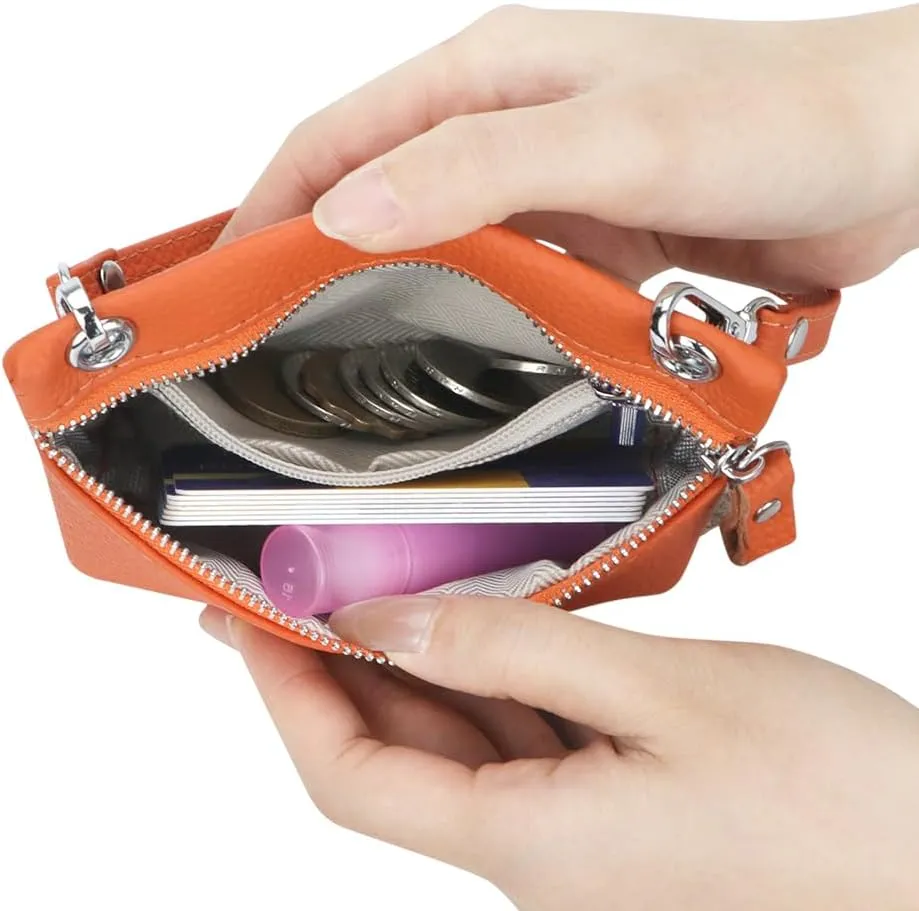 RFID Blocking Coin Purse for Women Genuine Leather Portable Small Handbag Fashion Casual Clutch Wallet 2800
