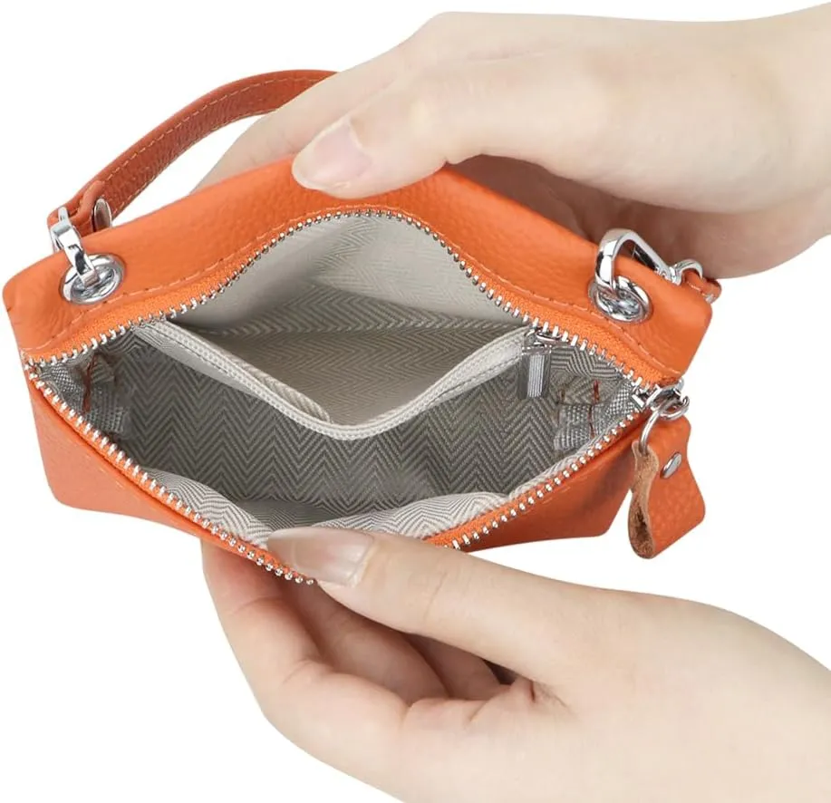 RFID Blocking Coin Purse for Women Genuine Leather Portable Small Handbag Fashion Casual Clutch Wallet 2800
