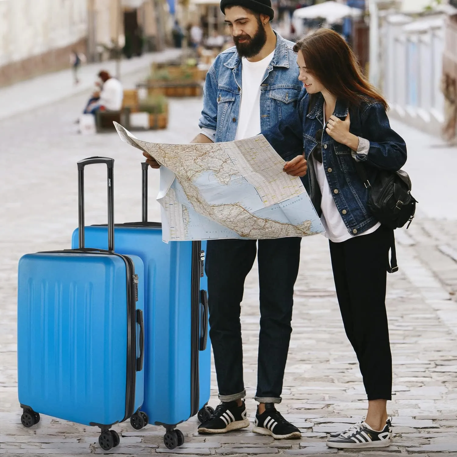 SKPAT - Travel Suitcases Set Suitcases 4 Wheels - Travel Luggage Set - Lightweight Travel Suitcases Set Combination Lock