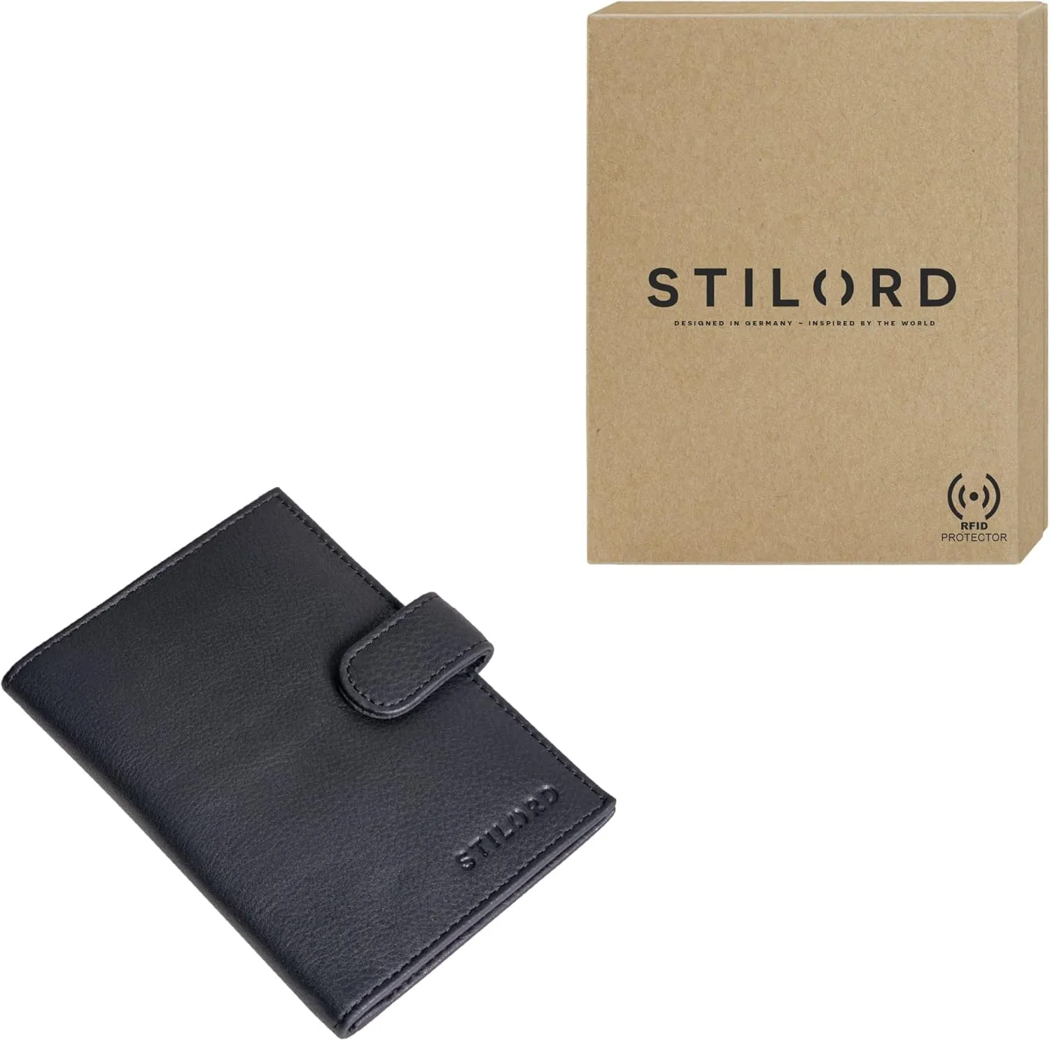 STILORD 'Yoshi' Passport Cover Leather Card Wallet in Vintage Design Card Wallet Men Women ID Card case Slim Wallet Mini Wallet Unisex, Black, M, Coin Pouch