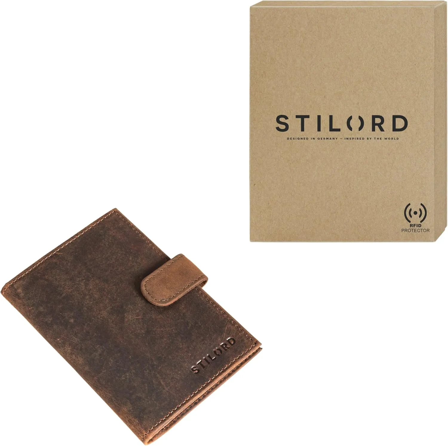 STILORD 'Yoshi' Passport Cover Leather Card Wallet in Vintage Design Card Wallet Men Women ID Card case Slim Wallet Mini Wallet Unisex, Calais - Brown, M, Coin Pouch