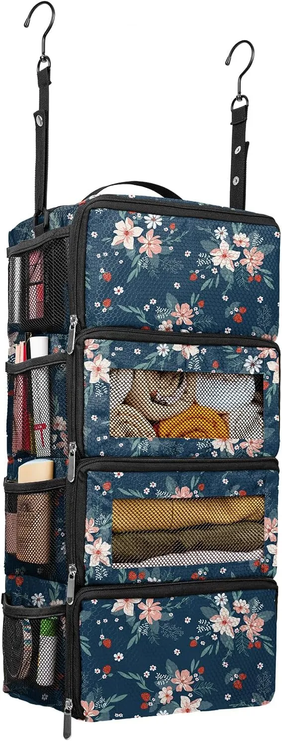 Suitcase Organizer, Travel Luggage Organizer Hanging Shelves Packing Cube Closet/Collapsible Portable Travel Organizer for Carry-on, Small, Berry