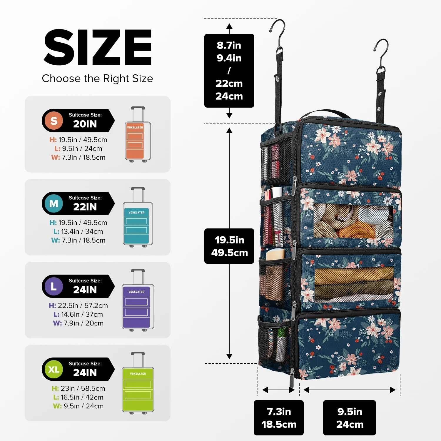 Suitcase Organizer, Travel Luggage Organizer Hanging Shelves Packing Cube Closet/Collapsible Portable Travel Organizer for Carry-on, Small, Berry