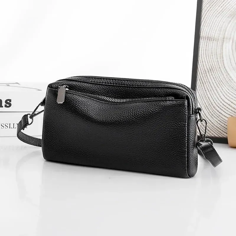 Women Shoulder Bags, Genuine Leather Crossbody Bag Top Layer Cowhide Small Messenger Handbag Ladies' Casual Phone Bag