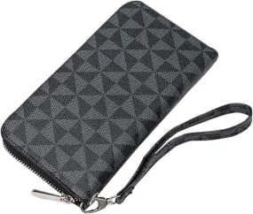 Women's wallet Large capacity travel zipper wallet multi card men's mobile phone change wallet (Black)
